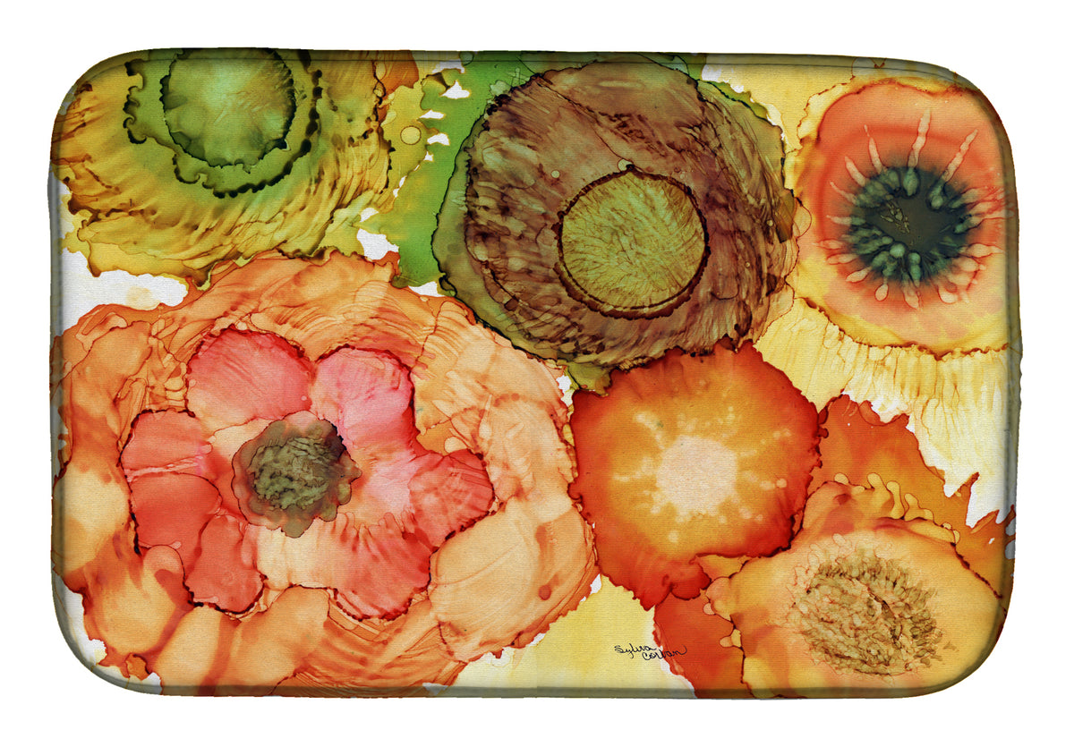 Abstract Flowers Blossoms Dish Drying Mat 8970DDM