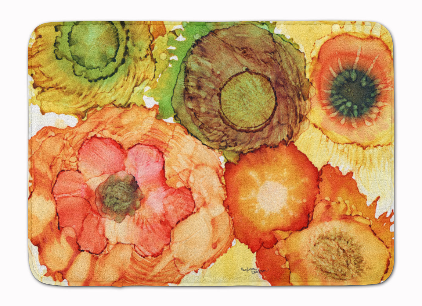 Abstract Flowers Blossoms Machine Washable Memory Foam Mat 8970RUG - the-store.com