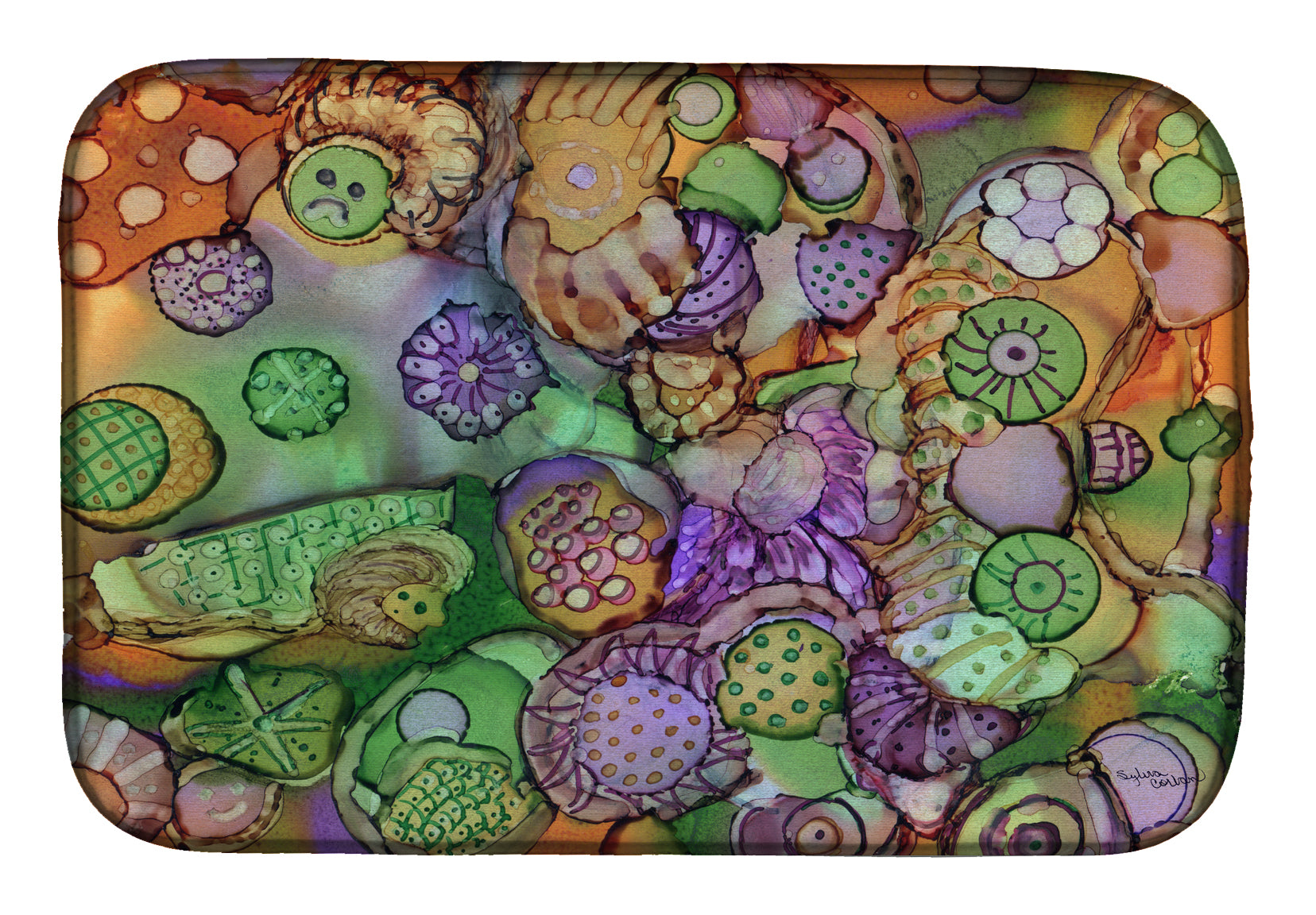 Abstract in Purple Green and Orange Dish Drying Mat 8971DDM  the-store.com.
