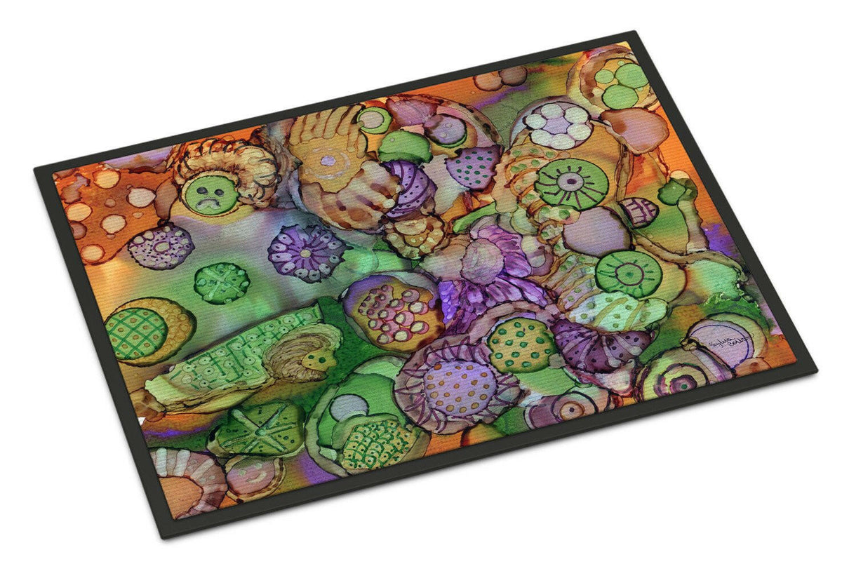 Abstract in Purple Green and Orange Indoor or Outdoor Mat 18x27 8971MAT - the-store.com