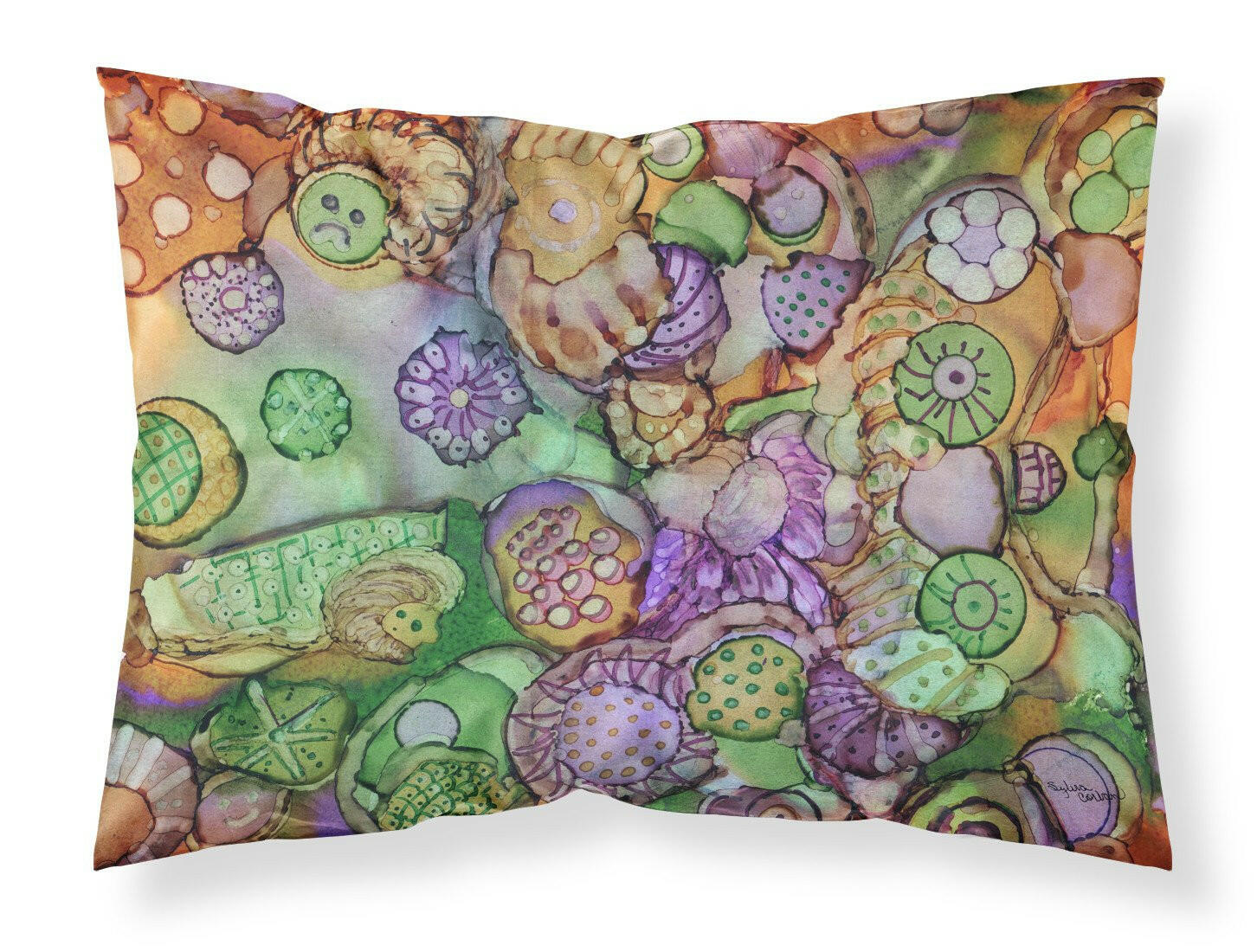 Abstract in Purple Green and Orange Fabric Standard Pillowcase 8971PILLOWCASE by Caroline's Treasures