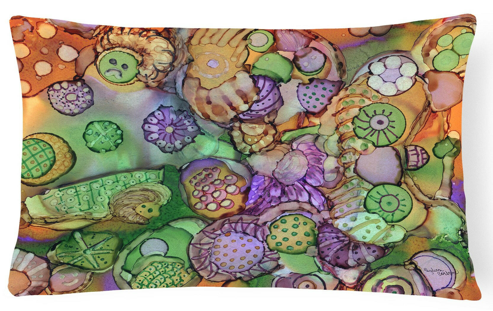 Abstract in Purple Green and Orange Fabric Decorative Pillow 8971PW1216 by Caroline's Treasures