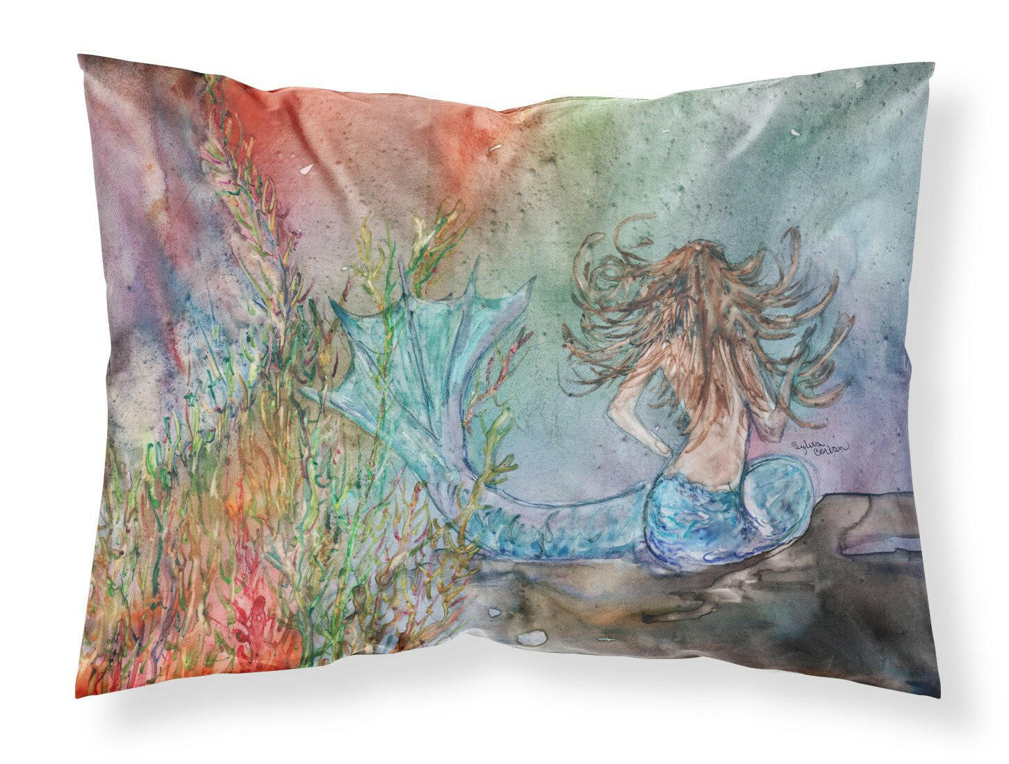 Brunette Mermaid Water Fantasy Fabric Standard Pillowcase 8972PILLOWCASE by Caroline's Treasures
