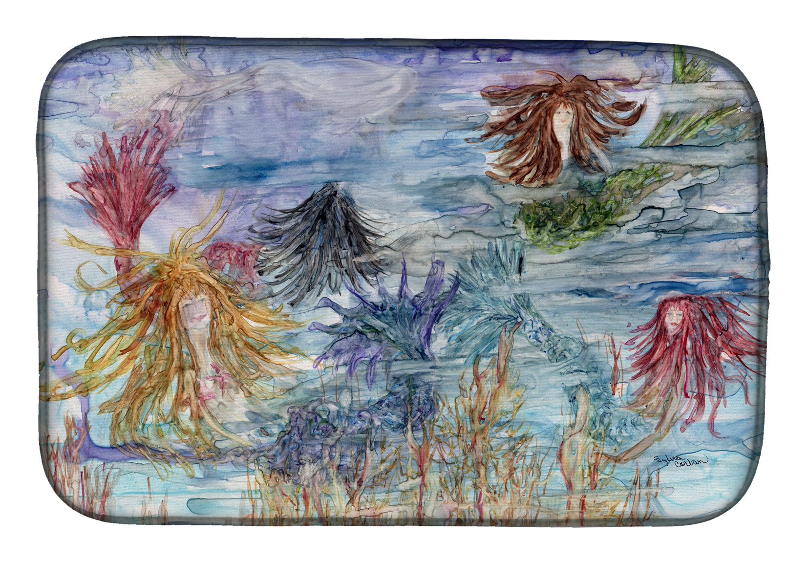Abstract Mermaid Water Fantasy Dish Drying Mat 8975DDM  the-store.com.