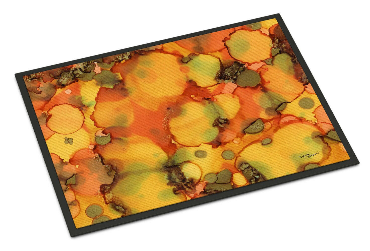 Abstract in Orange and Greens Indoor or Outdoor Mat 24x36 8976JMAT - the-store.com