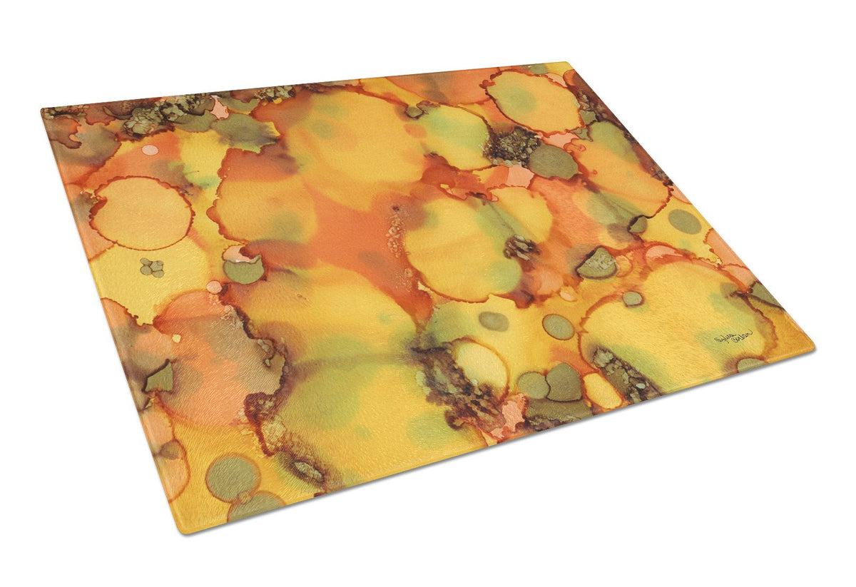 Abstract in Orange and Greens Glass Cutting Board Large 8976LCB by Caroline&#39;s Treasures
