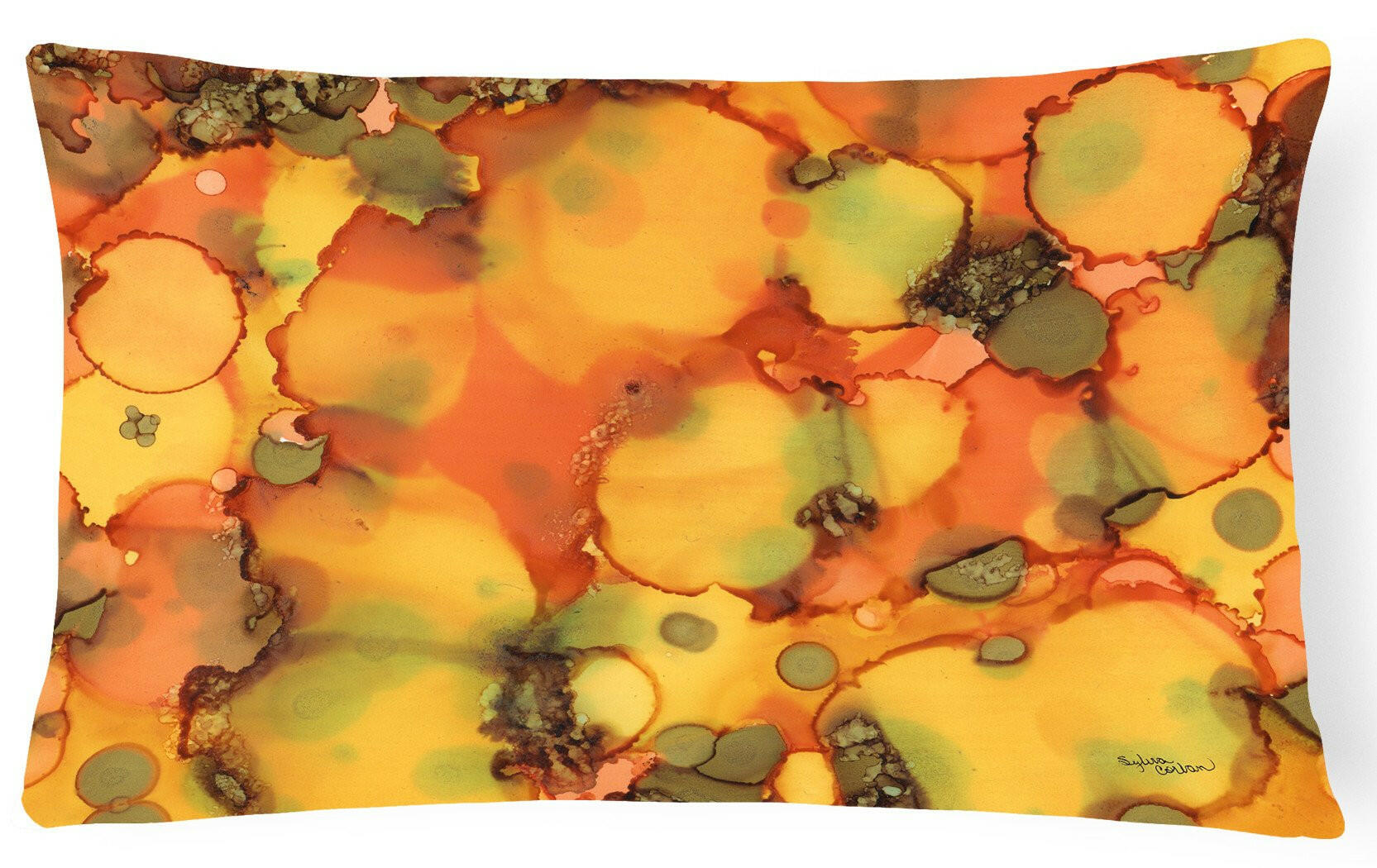 Abstract in Orange and Greens Fabric Decorative Pillow 8976PW1216 by Caroline's Treasures