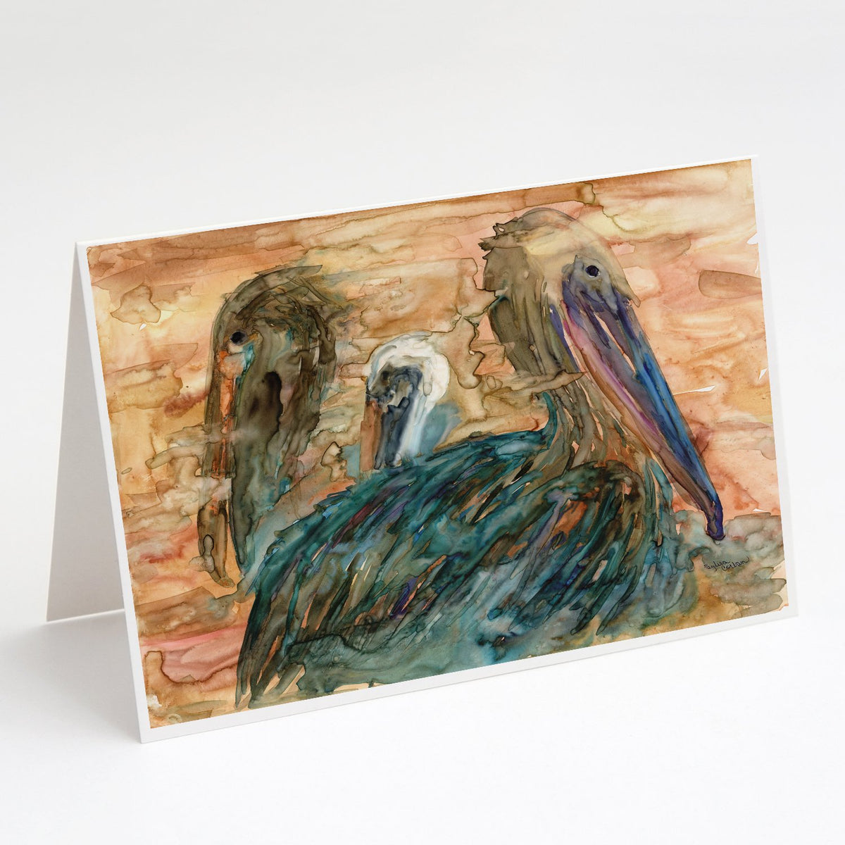 Buy this Abstract Pelicans Greeting Cards and Envelopes Pack of 8