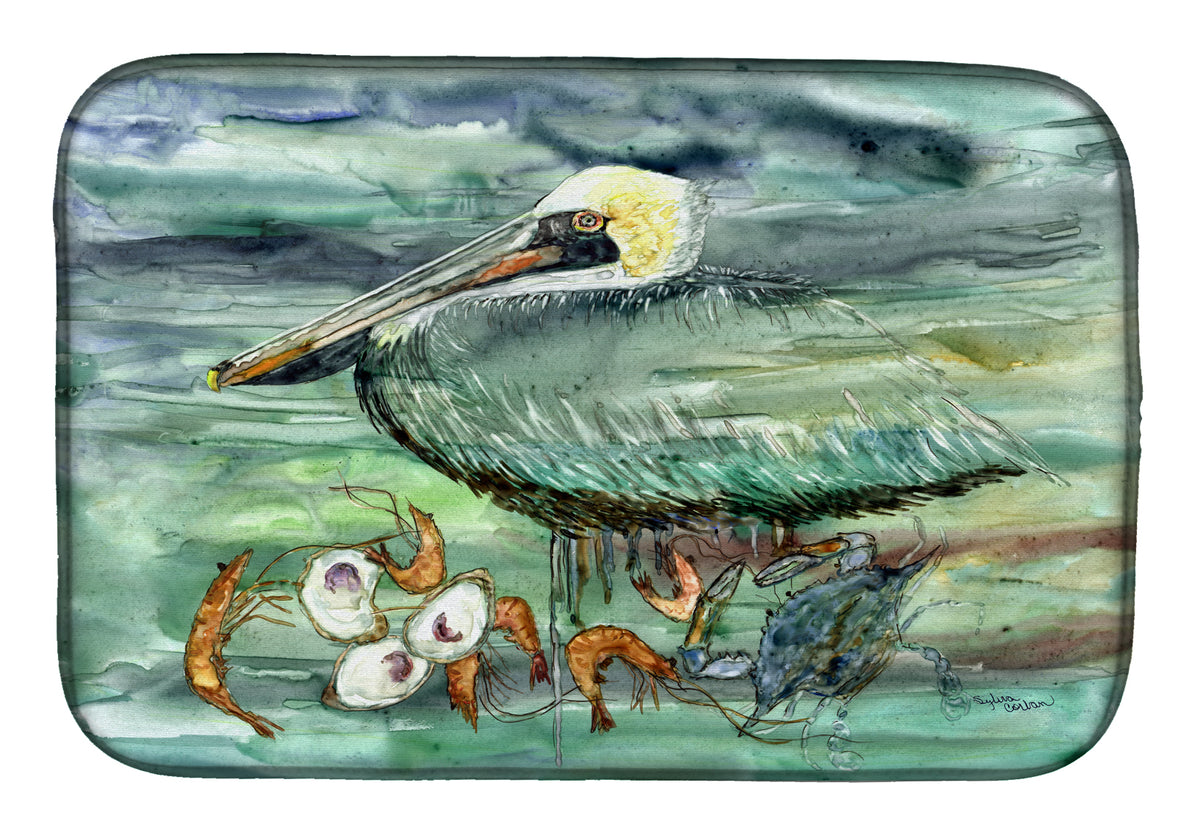 Watery Pelican, Shrimp, Crab and Oysters Dish Drying Mat 8978DDM