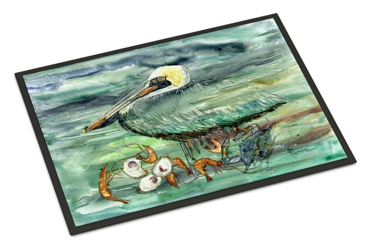 Watery Pelican, Shrimp, Crab and Oysters Indoor or Outdoor Mat 24x36 8978JMAT - the-store.com