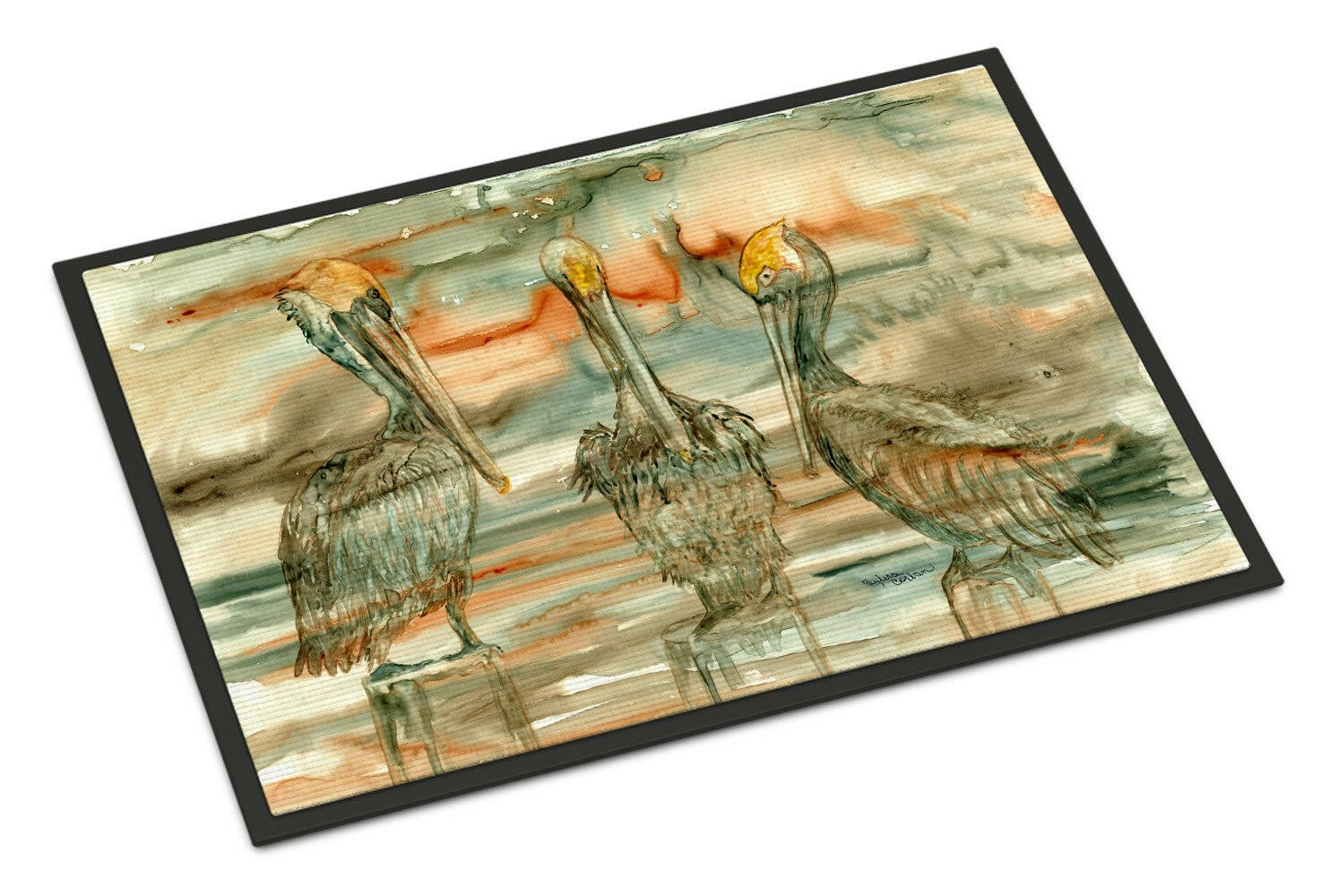 Pelicans on their perch Abstract Indoor or Outdoor Mat 24x36 8980JMAT - the-store.com