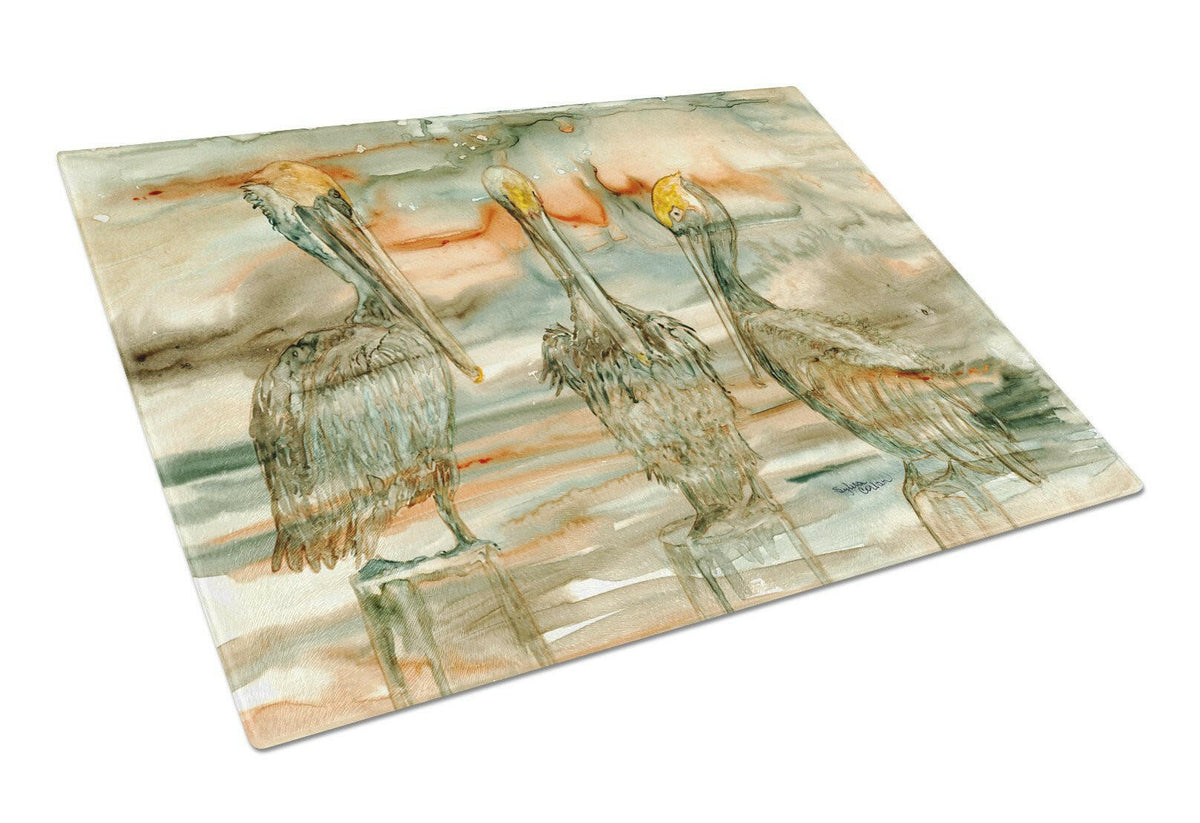 Pelicans on their perch Abstract Glass Cutting Board Large 8980LCB by Caroline&#39;s Treasures