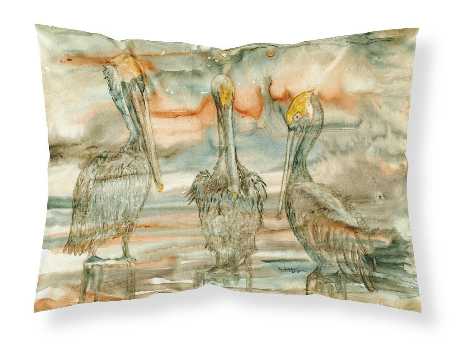 Pelicans on their perch Abstract Fabric Standard Pillowcase 8980PILLOWCASE by Caroline's Treasures
