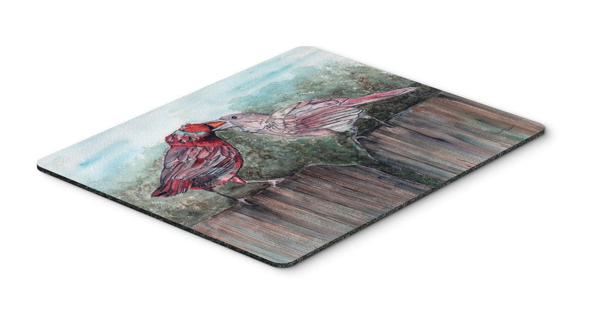 Red Bird Feeding Mouse Pad, Hot Pad or Trivet 8981MP by Caroline&#39;s Treasures