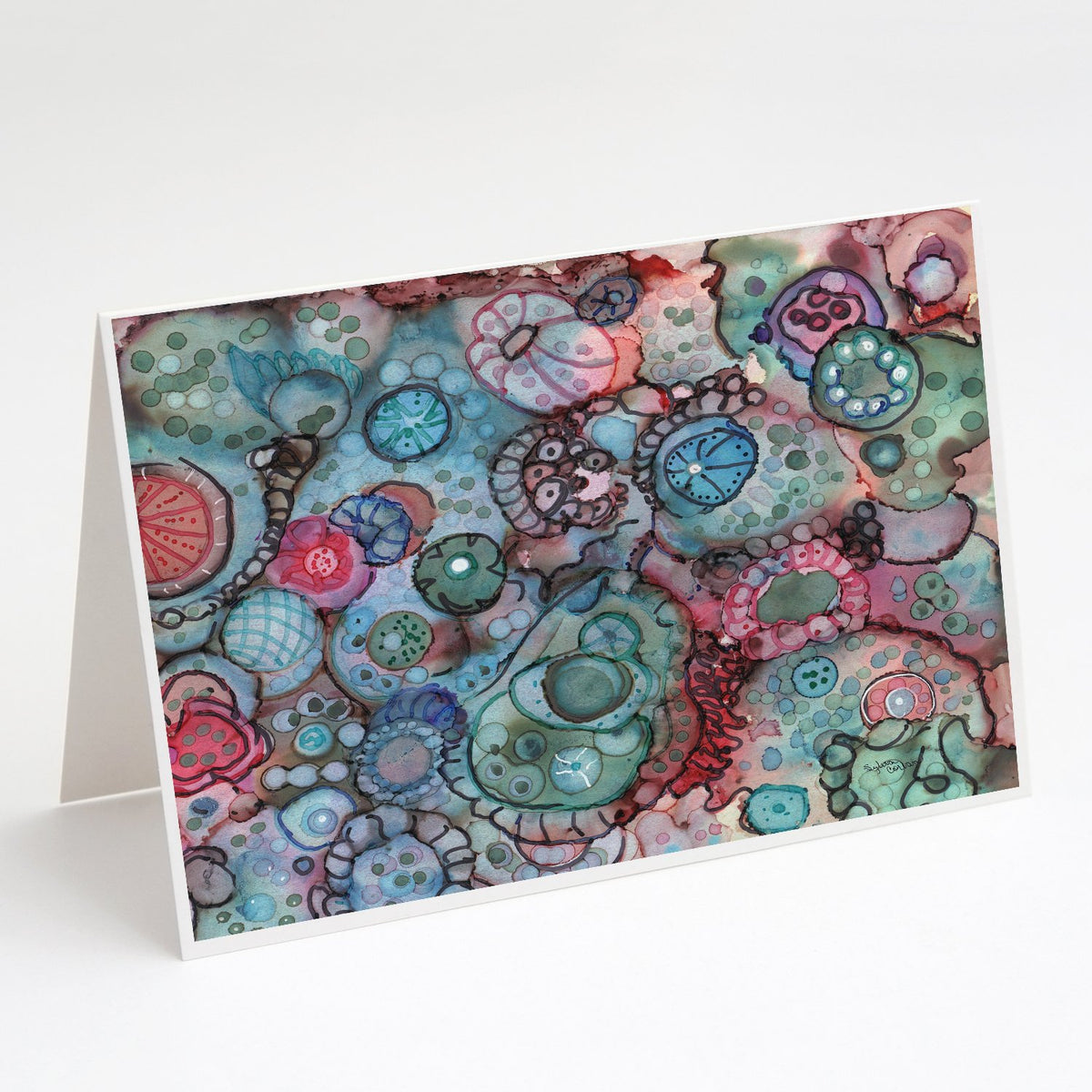Buy this Abstract in Reds and Blues Greeting Cards and Envelopes Pack of 8