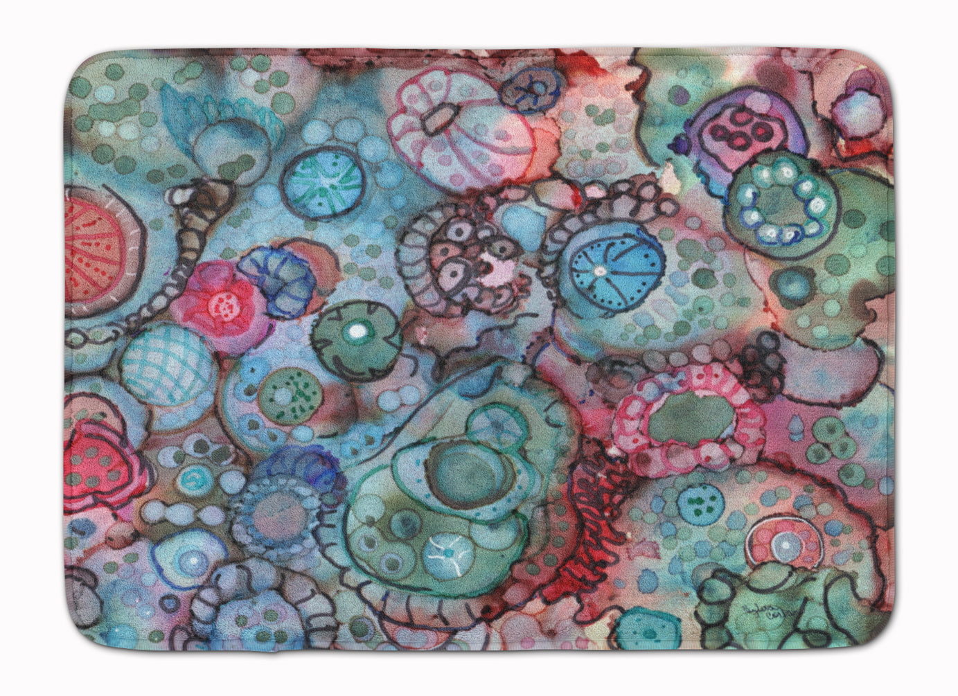 Abstract in Reds and Blues Machine Washable Memory Foam Mat 8982RUG - the-store.com
