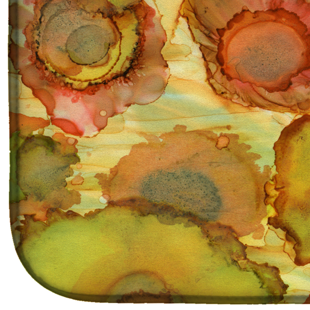 Abstract Flowers in Yellows and Oranges Dish Drying Mat 8986DDM  the-store.com.