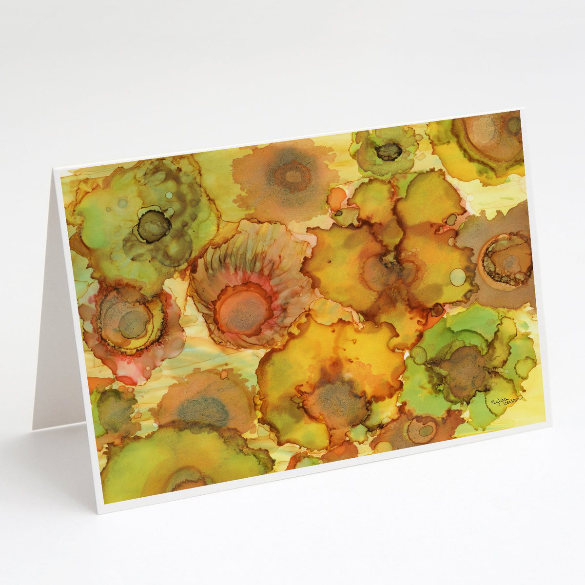Buy this Abstract Flowers in Yellows and Oranges Greeting Cards and Envelopes Pack of 8