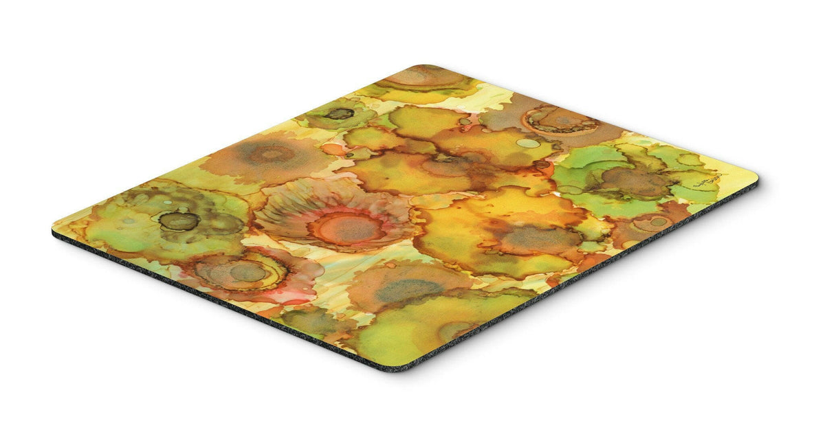 Abstract Flowers in Yellows and Oranges Mouse Pad, Hot Pad or Trivet 8986MP by Caroline&#39;s Treasures
