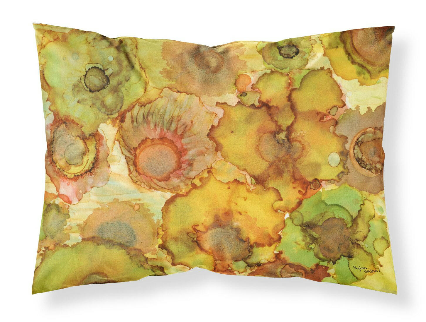 Abstract Flowers in Yellows and Oranges Fabric Standard Pillowcase 8986PILLOWCASE by Caroline's Treasures