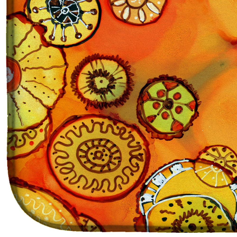 Abstract Flowers in Oranges and Yellows Dish Drying Mat 8987DDM