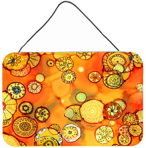 Abstract Flowers in Oranges and Yellows Wall or Door Hanging Prints 8987DS812 by Caroline&#39;s Treasures