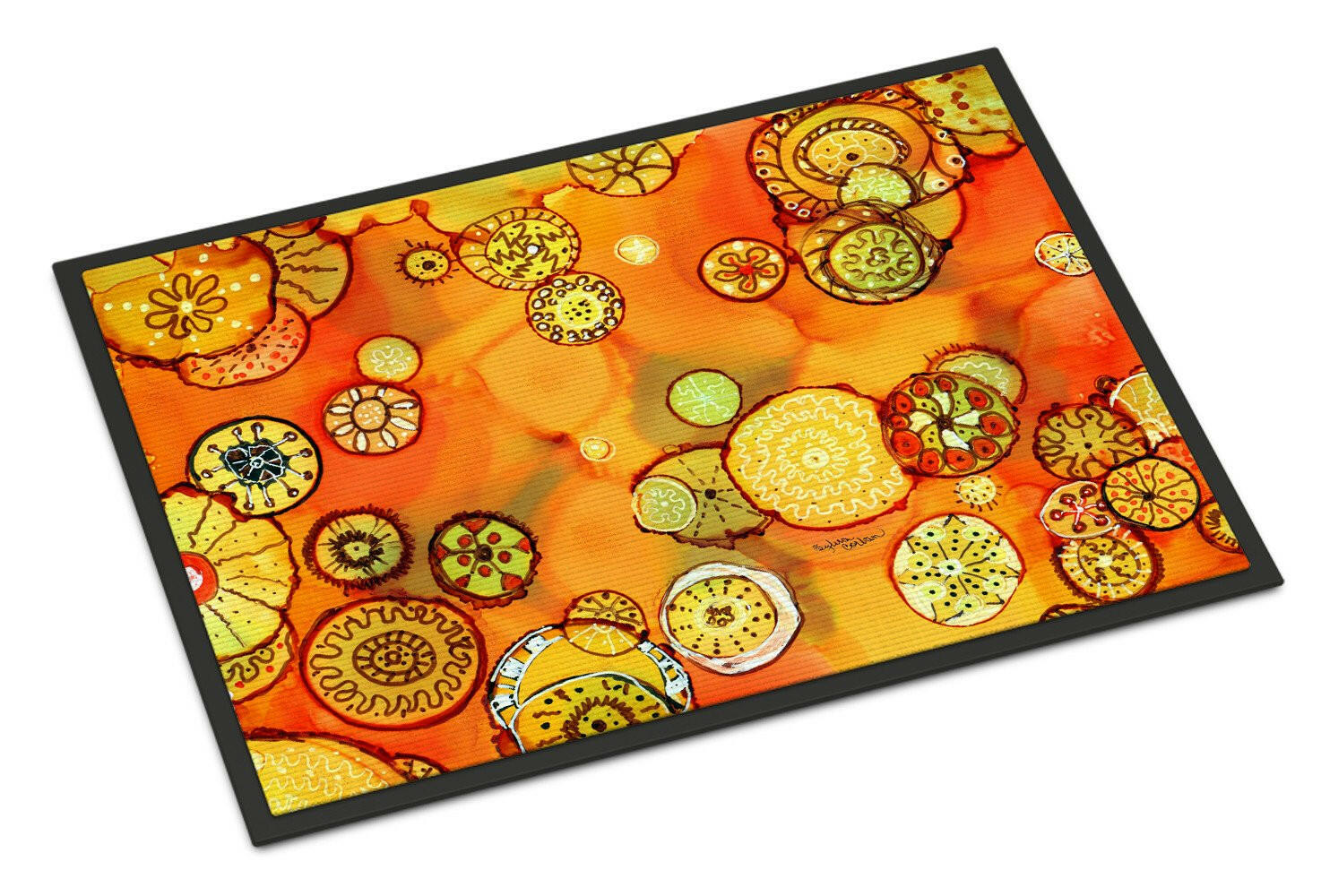 Abstract Flowers in Oranges and Yellows Indoor or Outdoor Mat 24x36 8987JMAT - the-store.com