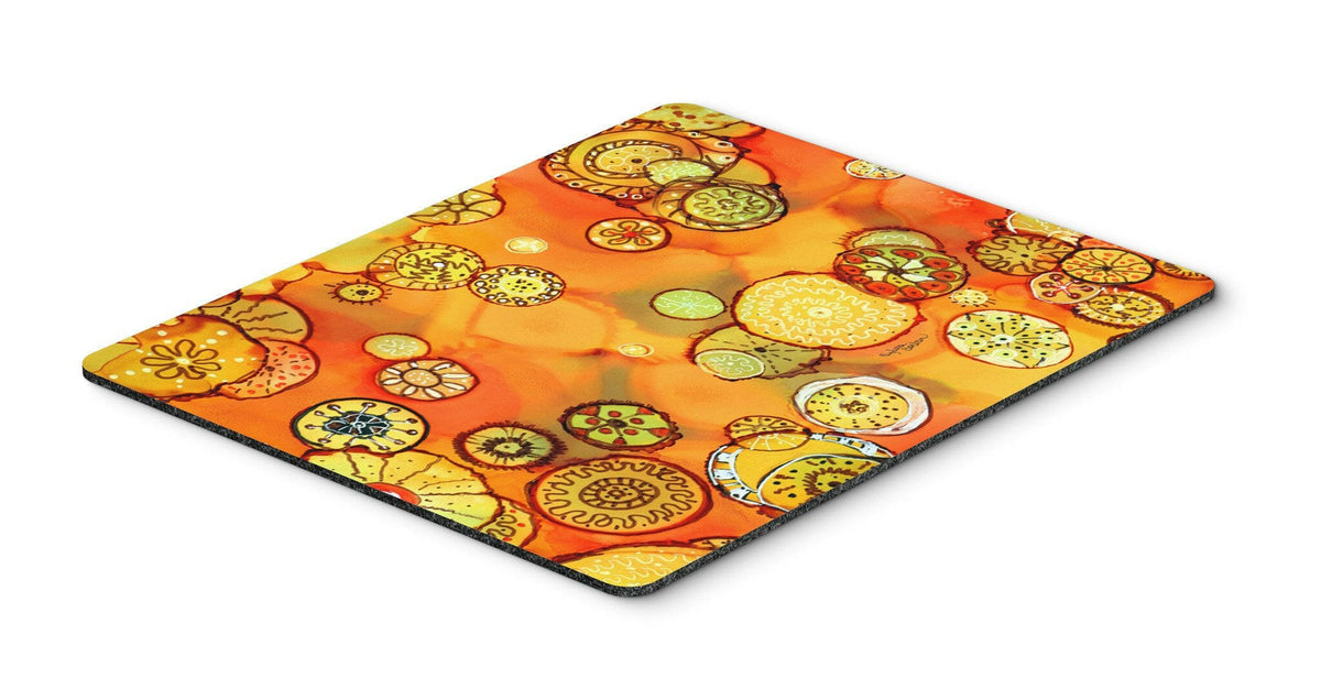 Abstract Flowers in Oranges and Yellows Mouse Pad, Hot Pad or Trivet 8987MP by Caroline&#39;s Treasures