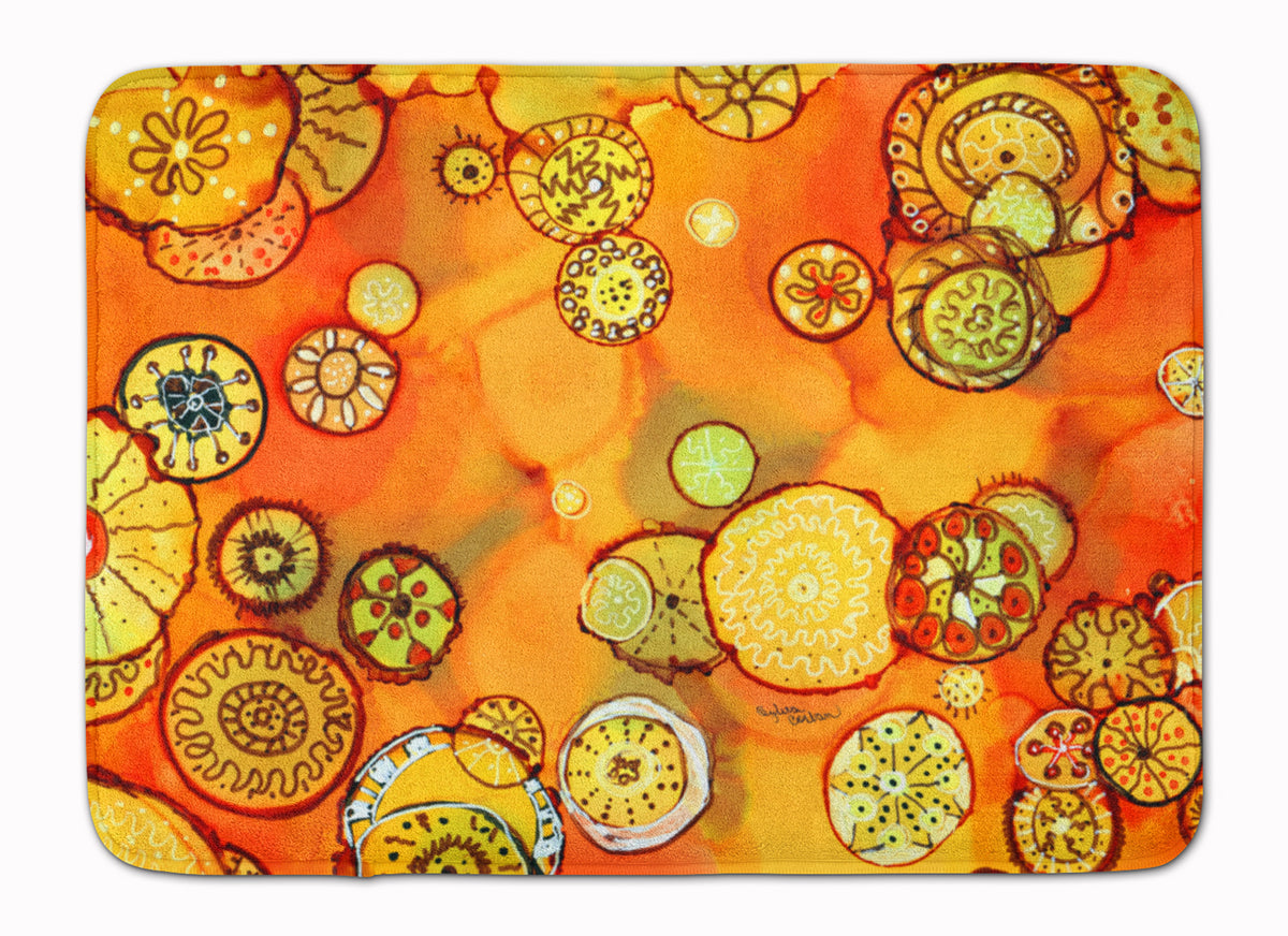 Abstract Flowers in Oranges and Yellows Machine Washable Memory Foam Mat 8987RUG - the-store.com