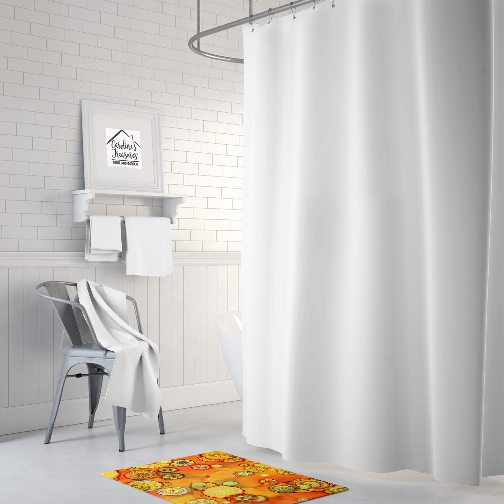 Caroline's Treasures Abstract Flowers in Oranges and Yellows Machine Washable Memory Foam Mat 8987RUG