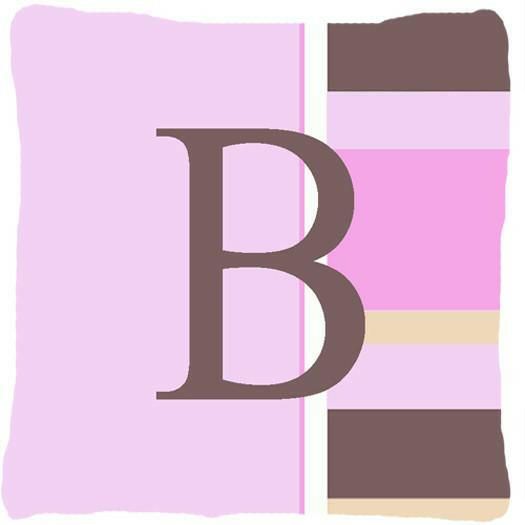 Letter B Initial Monogram - Pink Stripes Decorative   Canvas Fabric Pillow - the-store.com
