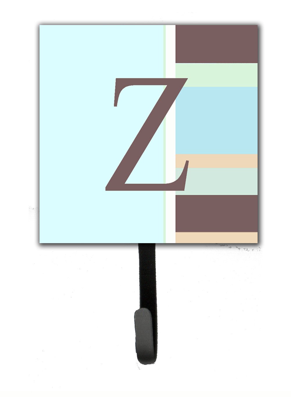 Letter Z Initial Monogram - Blue Stripes Leash Holder or Key Hook by Caroline's Treasures