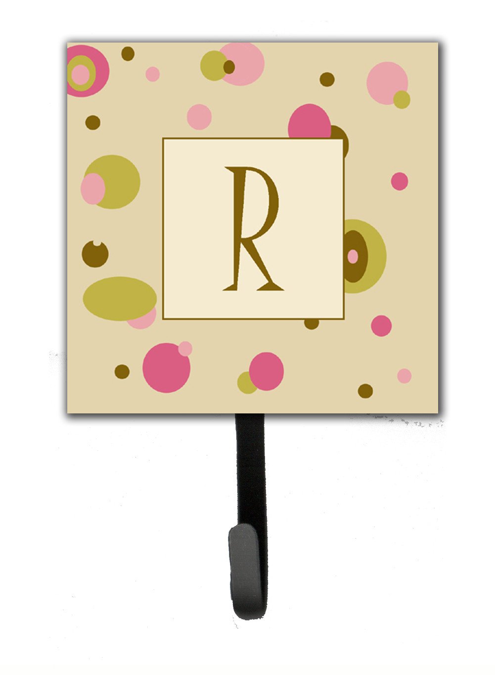 Letter R Initial Monogram - Tan Dots Leash Holder or Key Hook by Caroline&#39;s Treasures