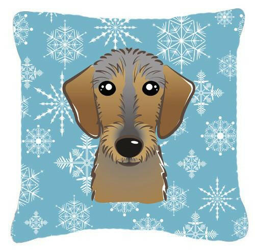 Snowflake Wirehaired Dachshund Fabric Decorative Pillow BB1667PW1414 - the-store.com