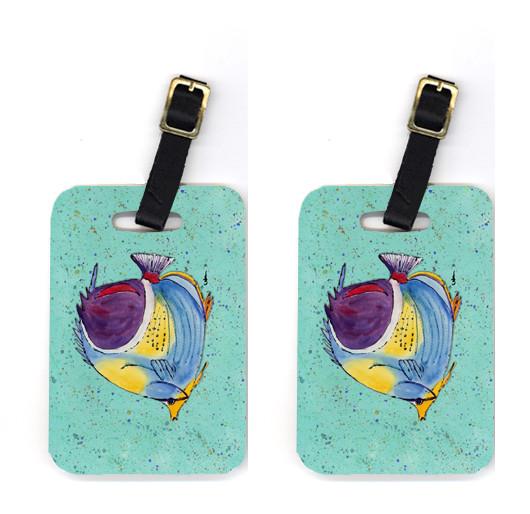 Pair of Tropical Fish on Teal Luggage Tags by Caroline&#39;s Treasures