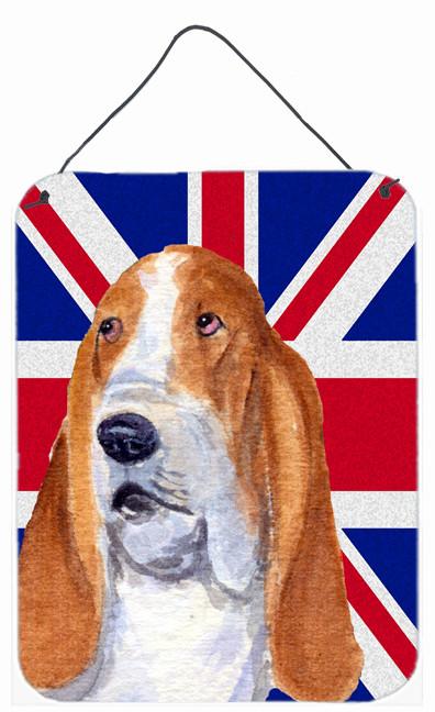 Basset Hound with English Union Jack British Flag Wall or Door Hanging Prints SS4970DS1216 by Caroline's Treasures