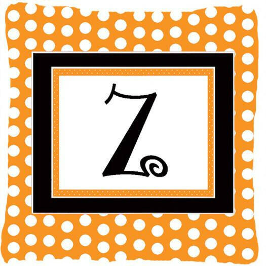 Monogram Initial Z Orange Polkadots Decorative   Canvas Fabric Pillow CJ1033 - the-store.com