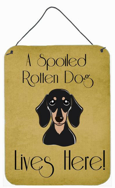 Smooth Black and Tan Dachshund Spoiled Dog Lives Here Wall or Door Hanging Prints BB1463DS1216 by Caroline&#39;s Treasures