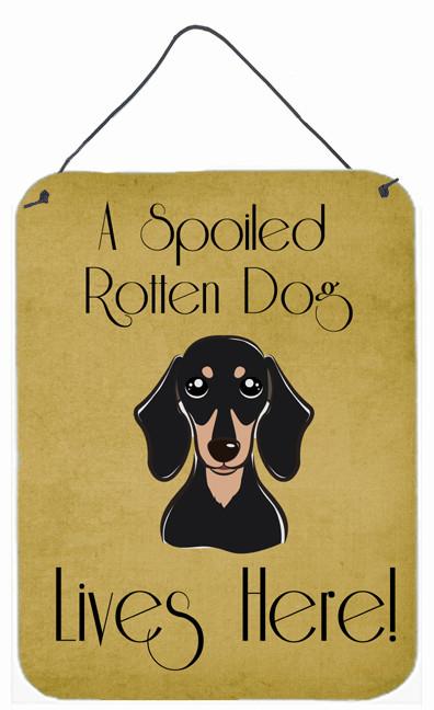 Smooth Black and Tan Dachshund Spoiled Dog Lives Here Wall or Door Hanging Prints BB1463DS1216 by Caroline's Treasures