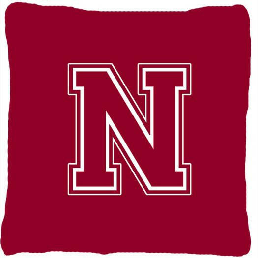 Monogram Initial N Maroon and White Decorative   Canvas Fabric Pillow CJ1032 - the-store.com