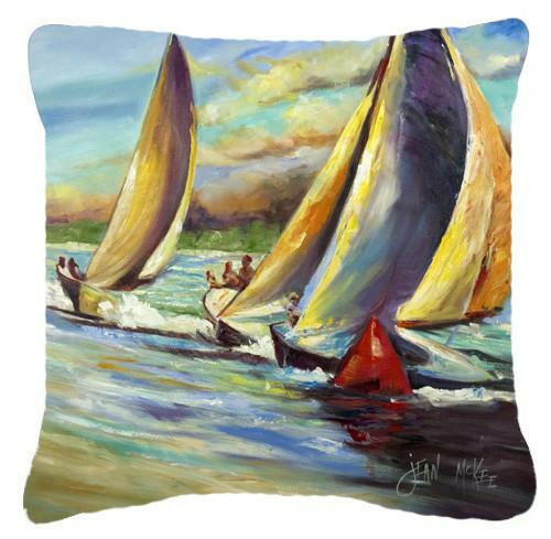 Knost Reggata Sailboats Canvas Fabric Decorative Pillow JMK1236PW1414 by Caroline's Treasures