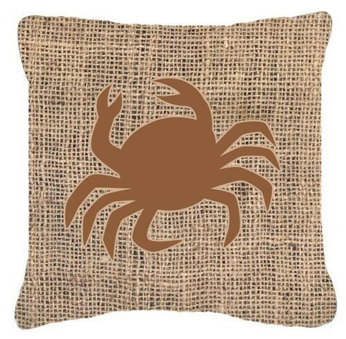 Crab Burlap and Brown   Canvas Fabric Decorative Pillow BB1024 - the-store.com