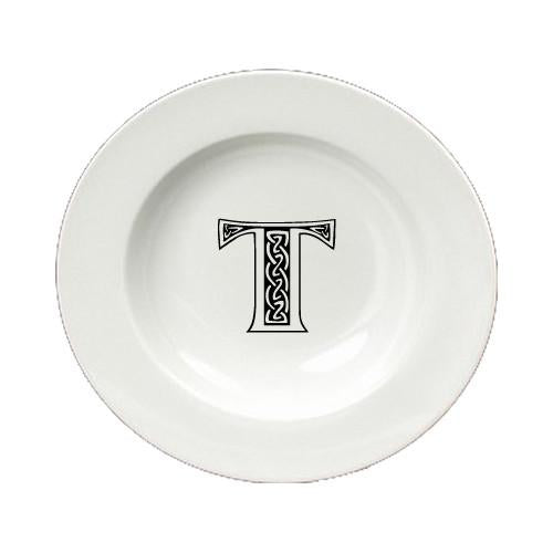 Letter T Initial Monogram Celtic Round Ceramic White Soup Bowl CJ1059-T-SBW-825 by Caroline&#39;s Treasures