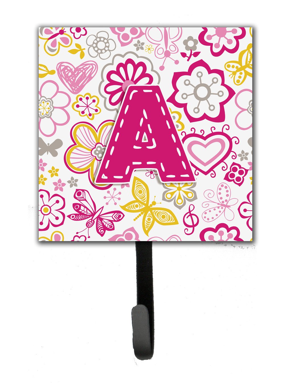 Letter A Flowers and Butterflies Pink Leash or Key Holder CJ2005-ASH4 by Caroline's Treasures