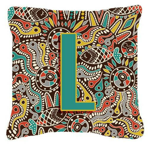 Letter L Retro Tribal Alphabet Initial Canvas Fabric Decorative Pillow CJ2013-LPW1414 by Caroline&#39;s Treasures