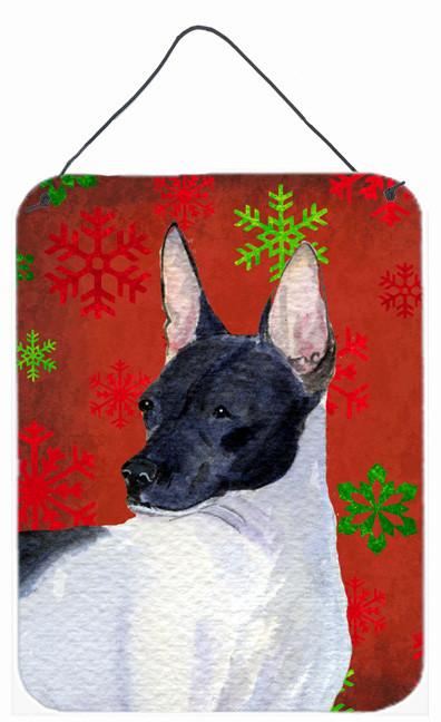 Rat Terrier Red Snowflakes Holiday Christmas Wall or Door Hanging Prints by Caroline&#39;s Treasures