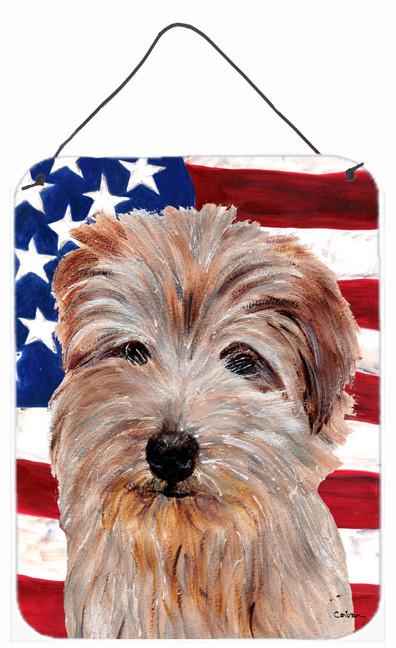 Norfolk Terrier with American Flag USA Wall or Door Hanging Prints SC9640DS1216 by Caroline&#39;s Treasures