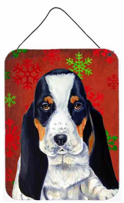 Basset Hound Red Snowflakes Holiday Christmas Wall or Door Hanging Prints by Caroline&#39;s Treasures