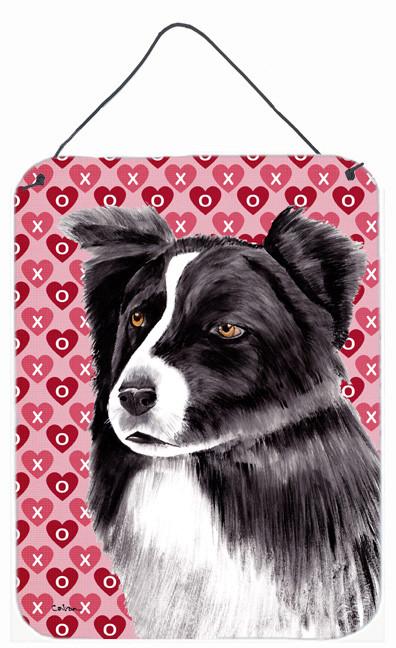 Border Collie Hearts Love and Valentine&#39;s Day Wall or Door Hanging Prints by Caroline&#39;s Treasures