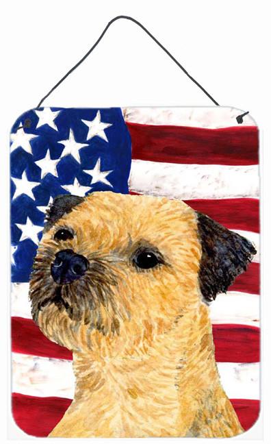 USA American Flag with Border Terrier Wall or Door Hanging Prints by Caroline&#39;s Treasures